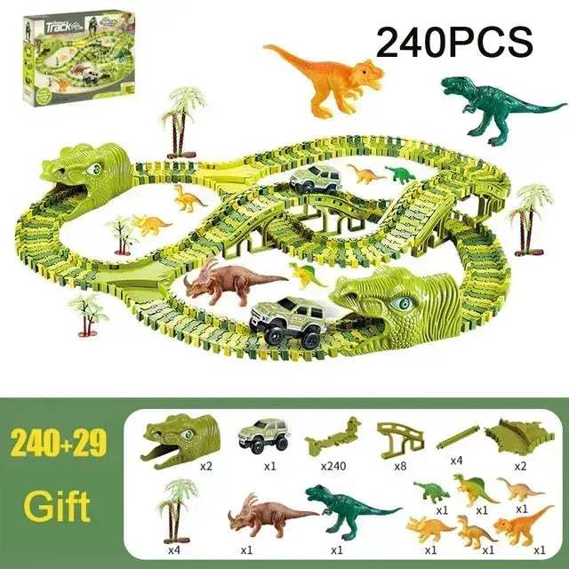 Dinosaur Racing Track Set With Flash Light For Kids - ToylandEU