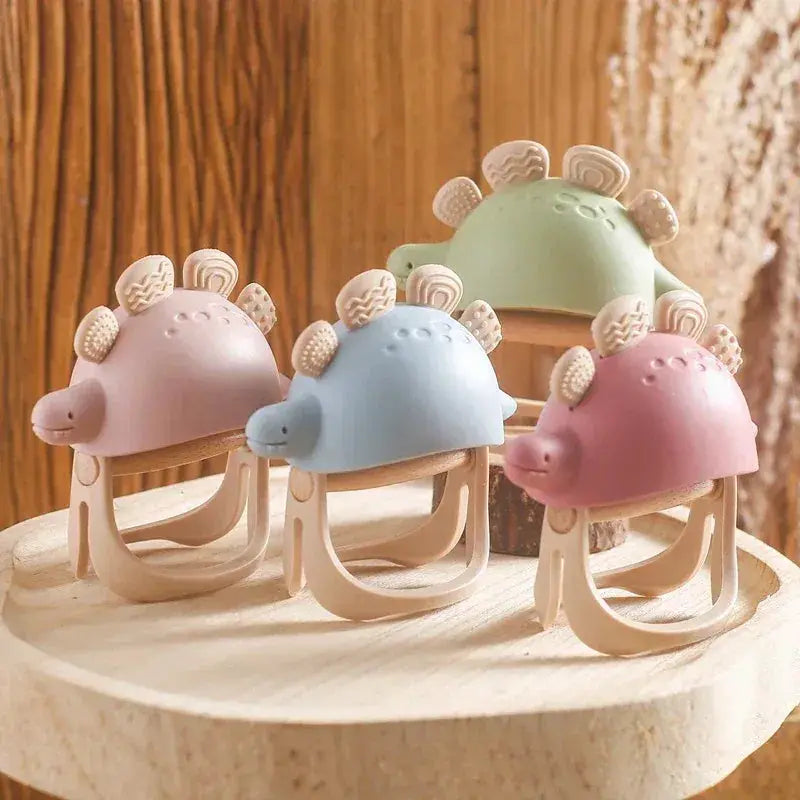 Dinosaur Silicone Teether For Babies 0-36 Months Latex Free BPA PVC Free Rattle Toy - ToylandEU