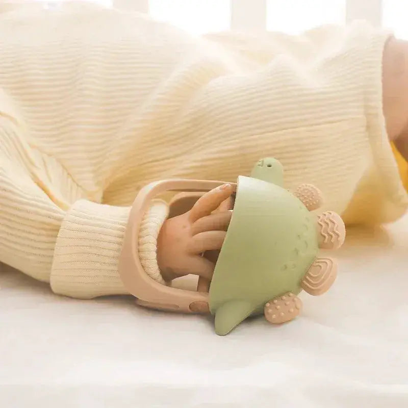Dinosaur Silicone Teether For Babies 0-36 Months Latex Free BPA PVC Free Rattle Toy - ToylandEU
