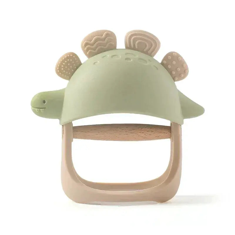 Dinosaur Silicone Teether For Babies 0-36 Months Latex Free BPA PVC Free Rattle Toy - ToylandEU