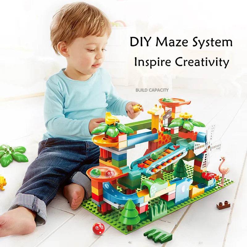 Dinosaur-Themed Big Building Blocks Marble Run Track for Endless Fun - ToylandEU