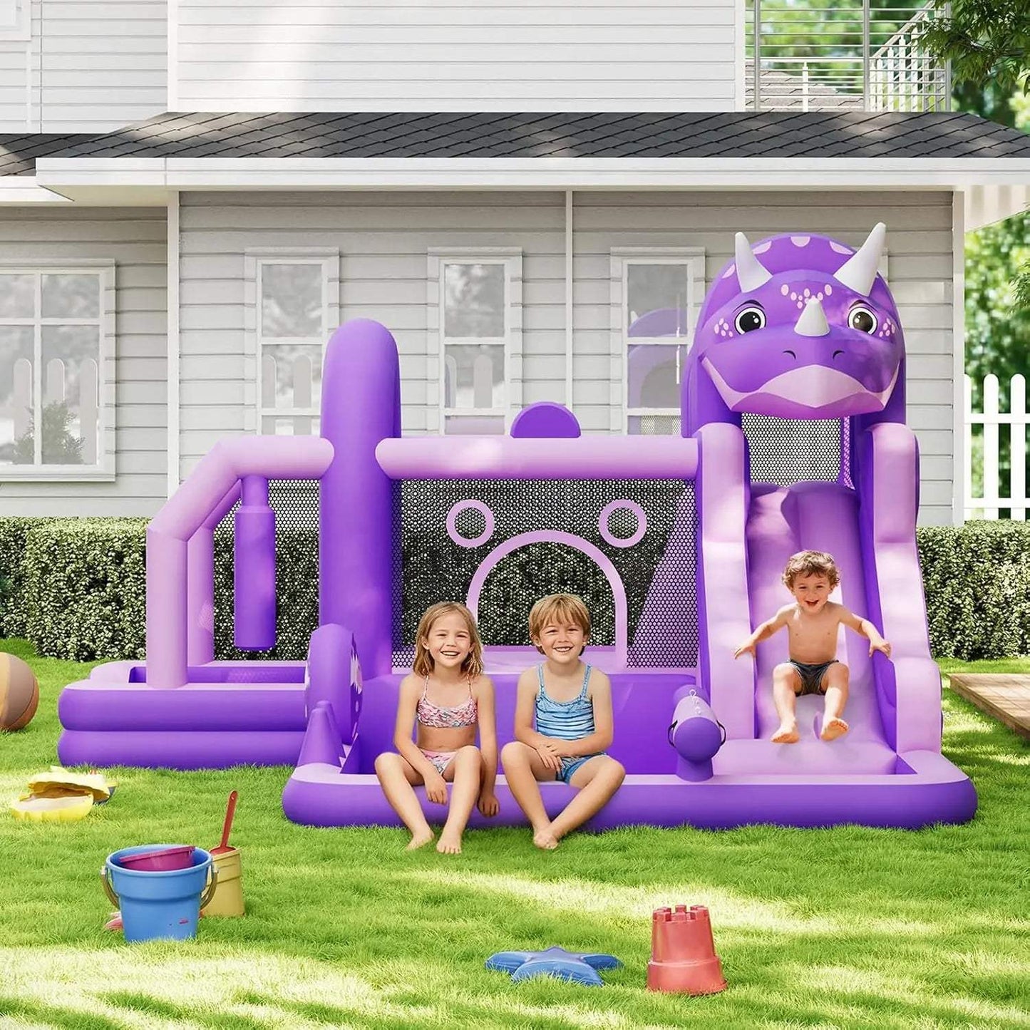  Dinosaur Themed Inflatable Bounce House Water Slide -  ToylandEU™