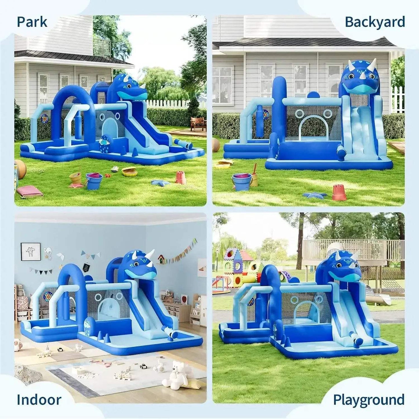 Dinosaur Themed Inflatable Bounce House With Slide - ToylandEU