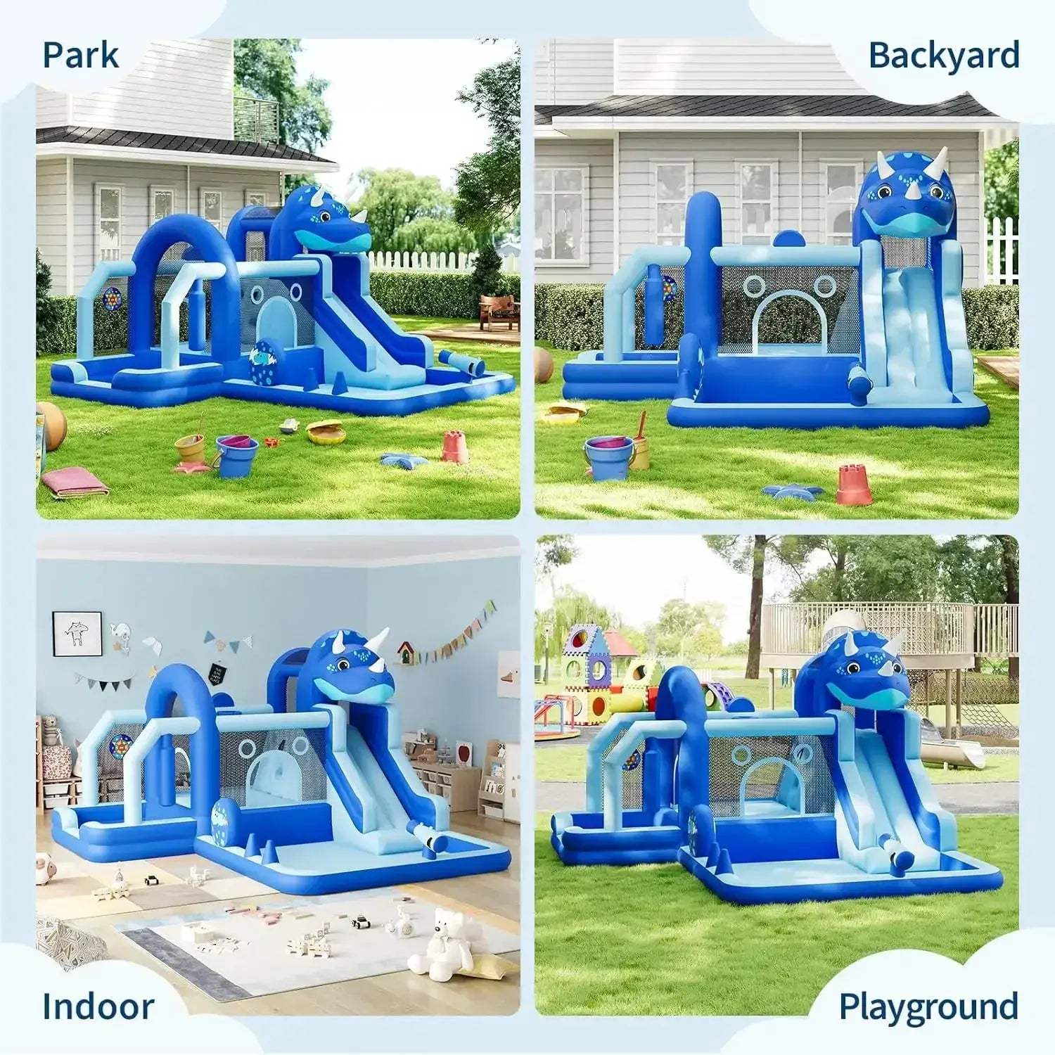 Dinosaur Themed Inflatable Bounce House With Slide - ToylandEU