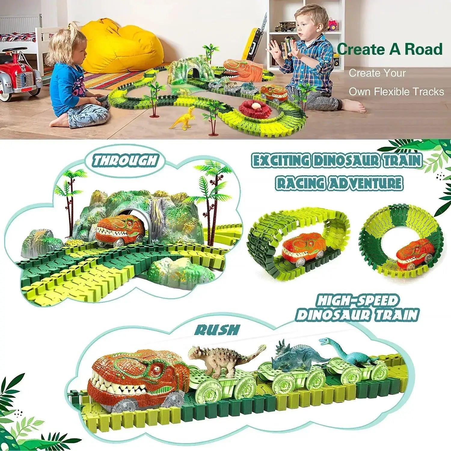  Dinosaur Train Toys Flexible Track Race Car Playset -  ToylandEU™
