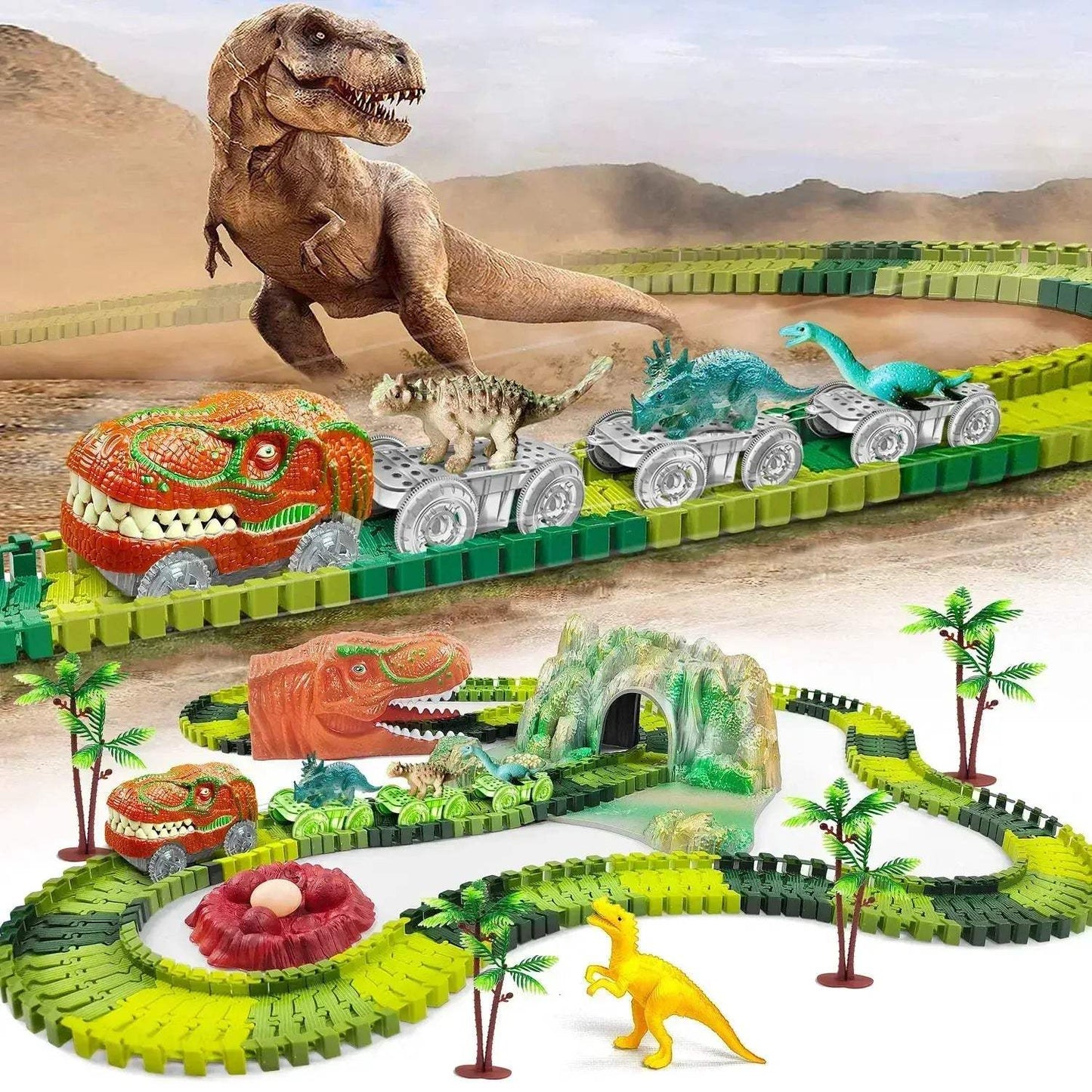 Dinosaur Train Toys Flexible Track Race Car Playset For Kids - ToylandEU