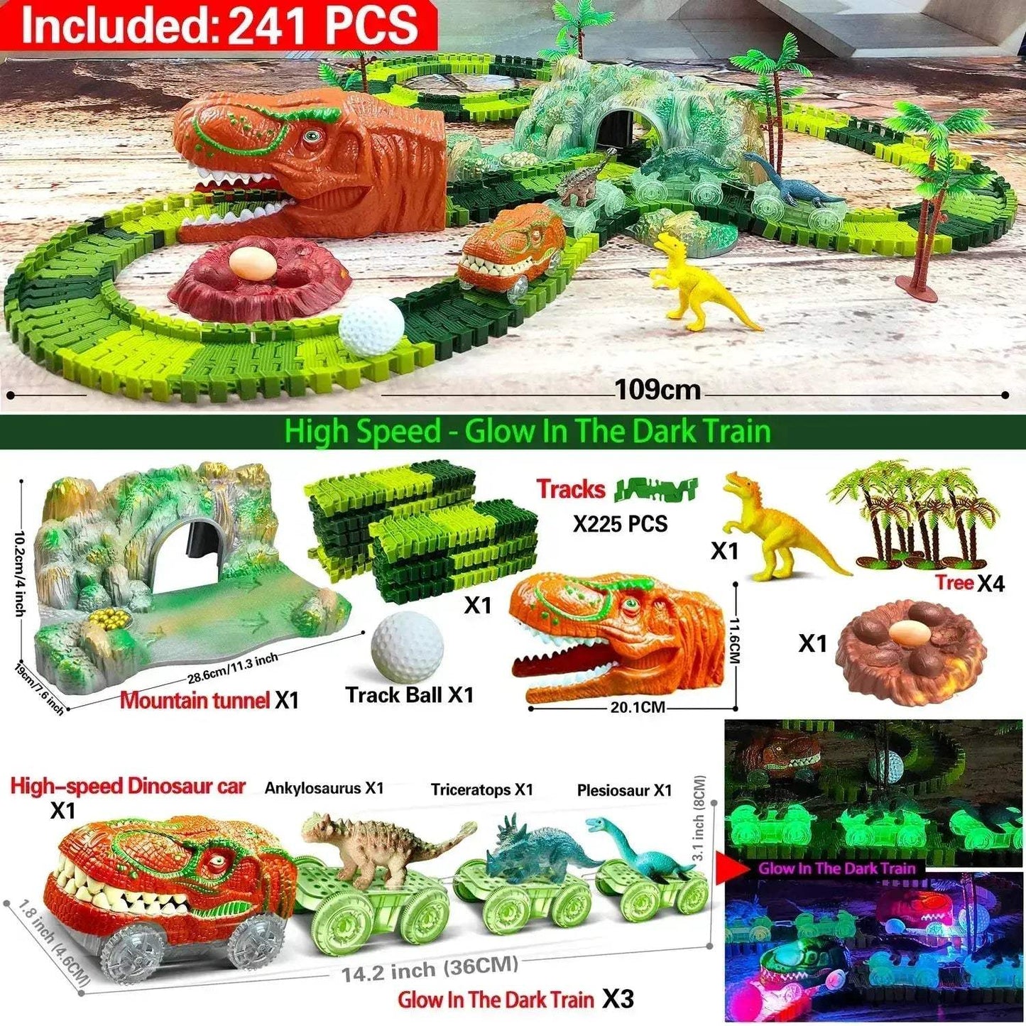 Dinosaur Train Toys Flexible Track Race Car Playset For Kids - ToylandEU