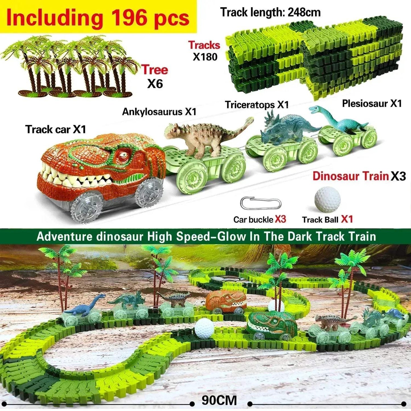 Dinosaur Train Toys Flexible Track Race Car Playset For Kids - ToylandEU