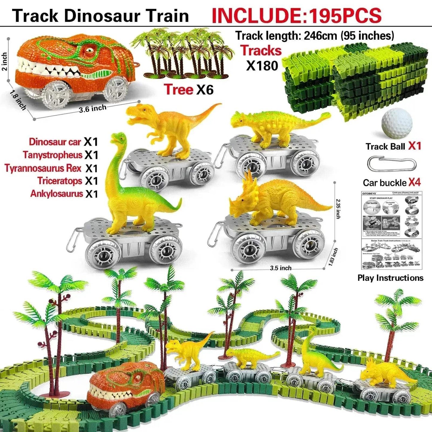Dinosaur Train Toys Flexible Track Race Car Playset For Kids - ToylandEU