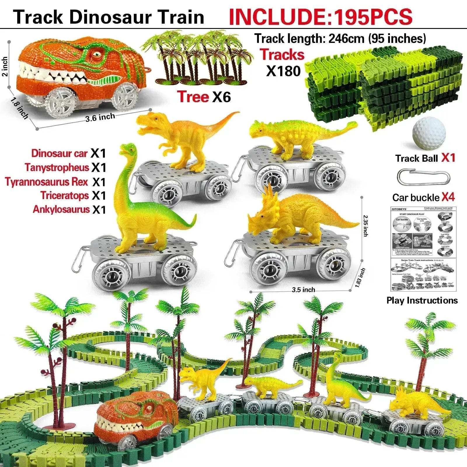 Dinosaur Train Toys Flexible Track Race Car Playset For Kids - ToylandEU