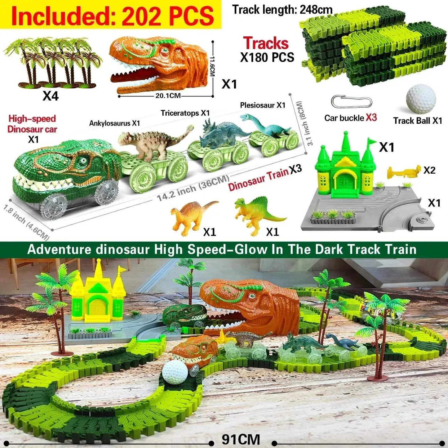 Dinosaur Train Toys Flexible Track Race Car Playset For Kids - ToylandEU