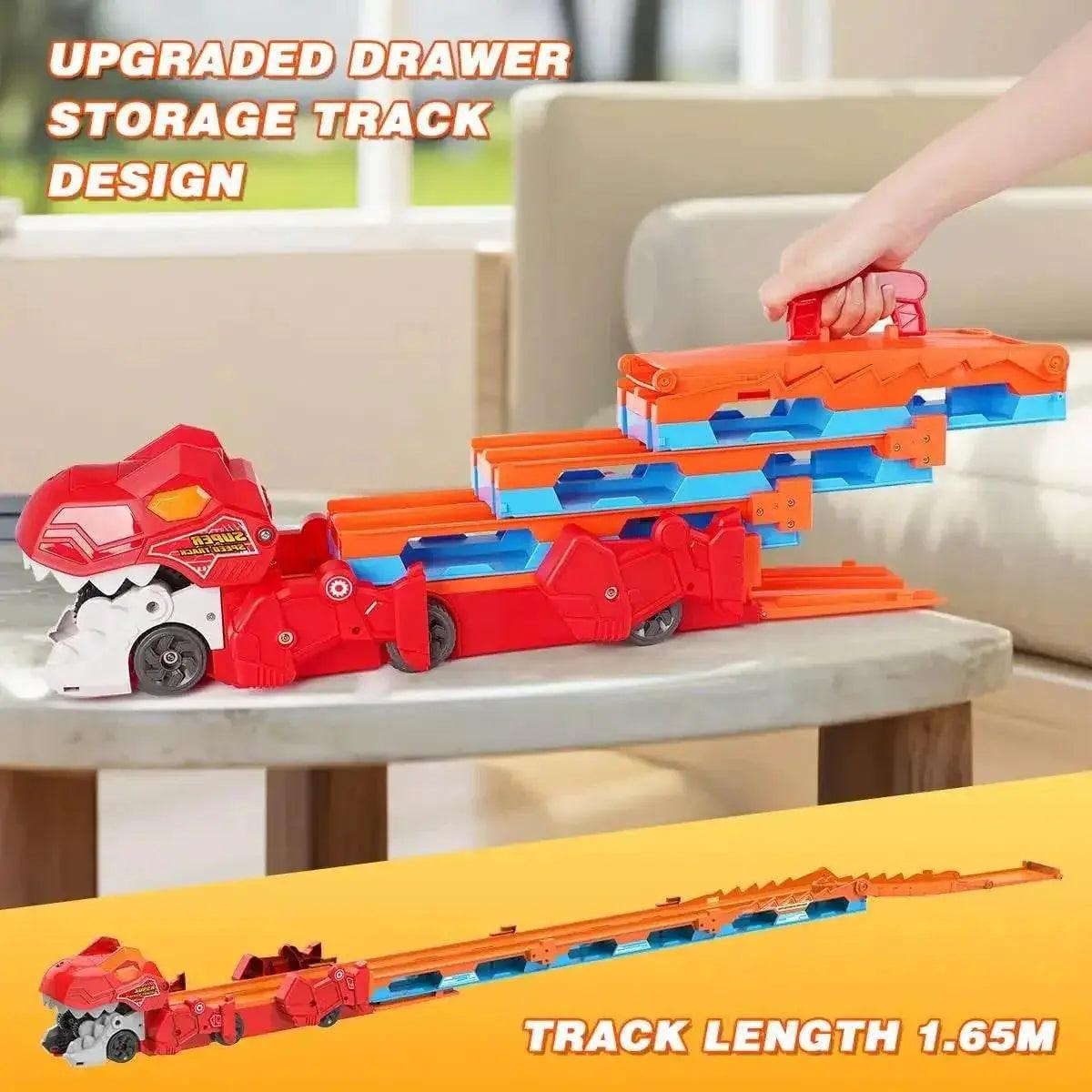  Dinosaur Transport Truck Set with 8 Race Cars and Ejection Track Toy for Kids Ages 3+ -  ToylandEU™
