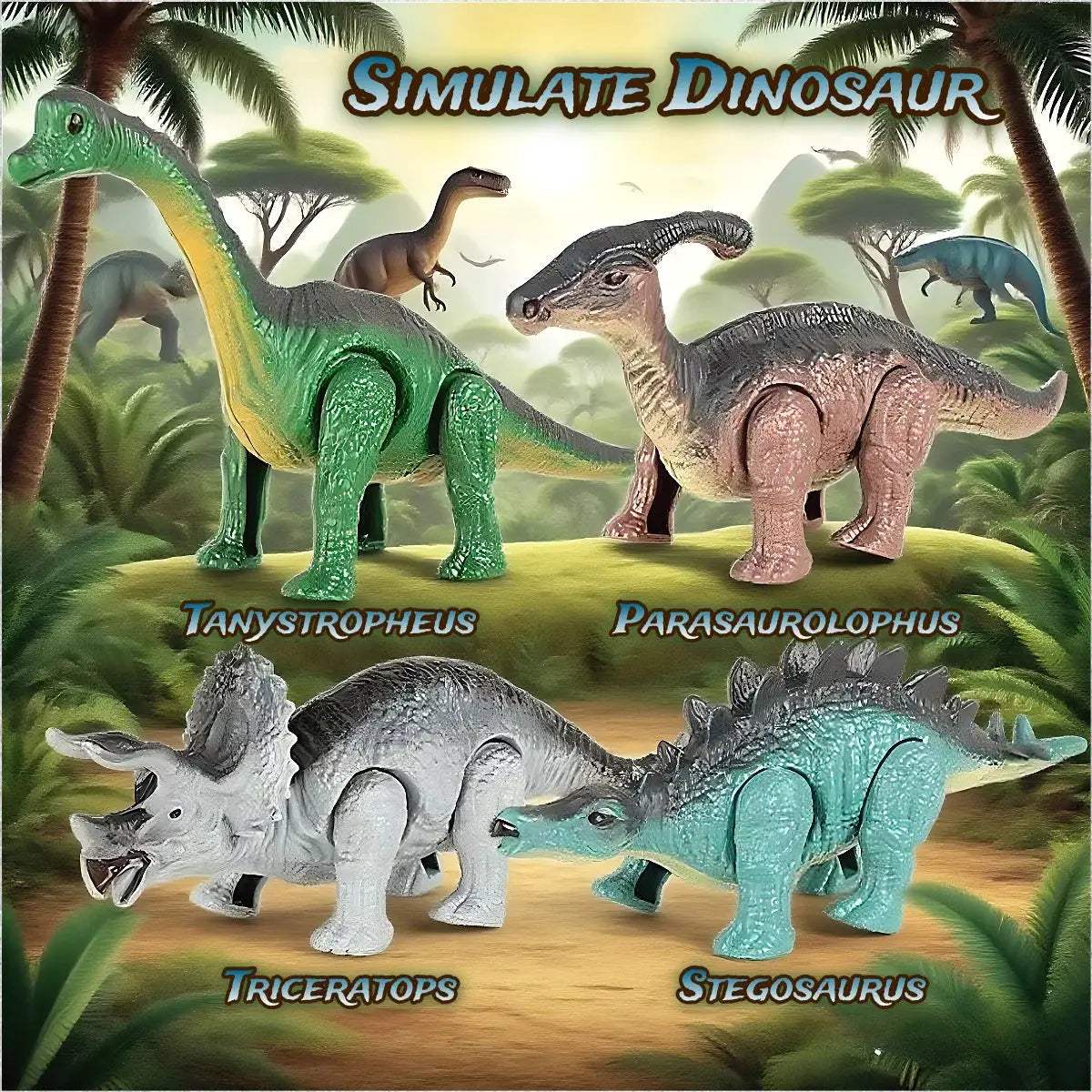  Dinosaur Windup Toy Gift Set Walking Action For Kids -  ToylandEU™