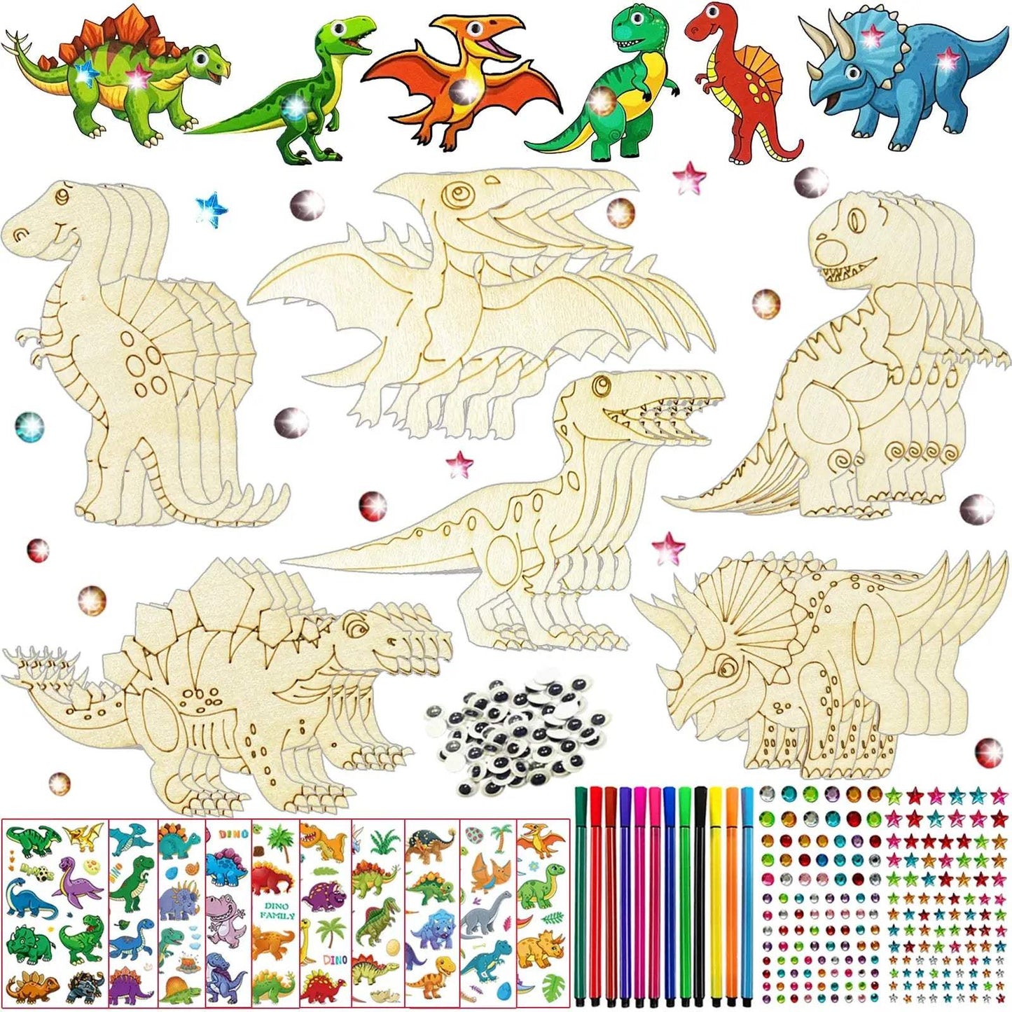 Dinosaur Wood Craft Kit For Creative Do It Yourself Projects - ToylandEU