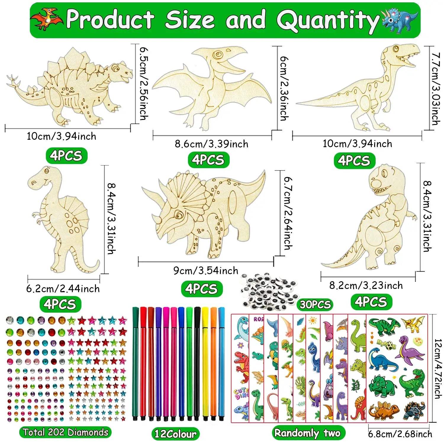 Dinosaur Wood Craft Kit For Creative Do It Yourself Projects - ToylandEU