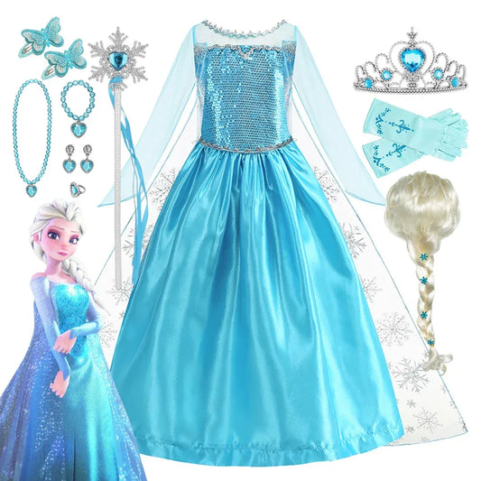 Disney Frozen Elsa Snow Queen Dress Sparkle Design For Girls Halloween Party - ToylandEU