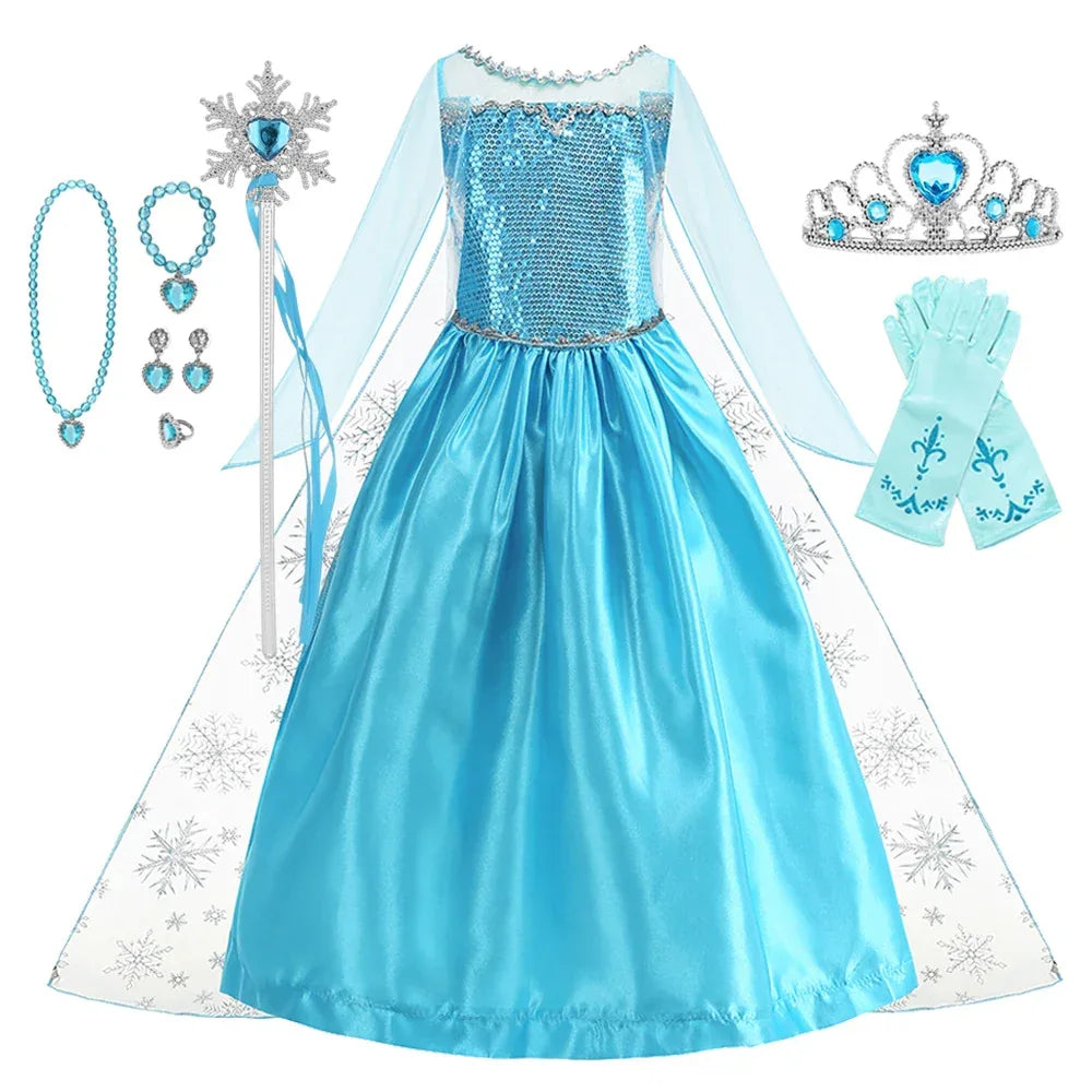 Disney Frozen Elsa Snow Queen Dress Sparkle Design For Girls Halloween Party - ToylandEU