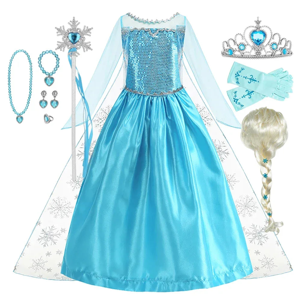 Disney Frozen Elsa Snow Queen Dress Sparkle Design For Girls Halloween Party - ToylandEU