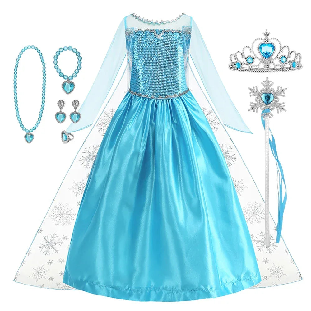 Disney Frozen Elsa Snow Queen Dress Sparkle Design For Girls Halloween Party - ToylandEU