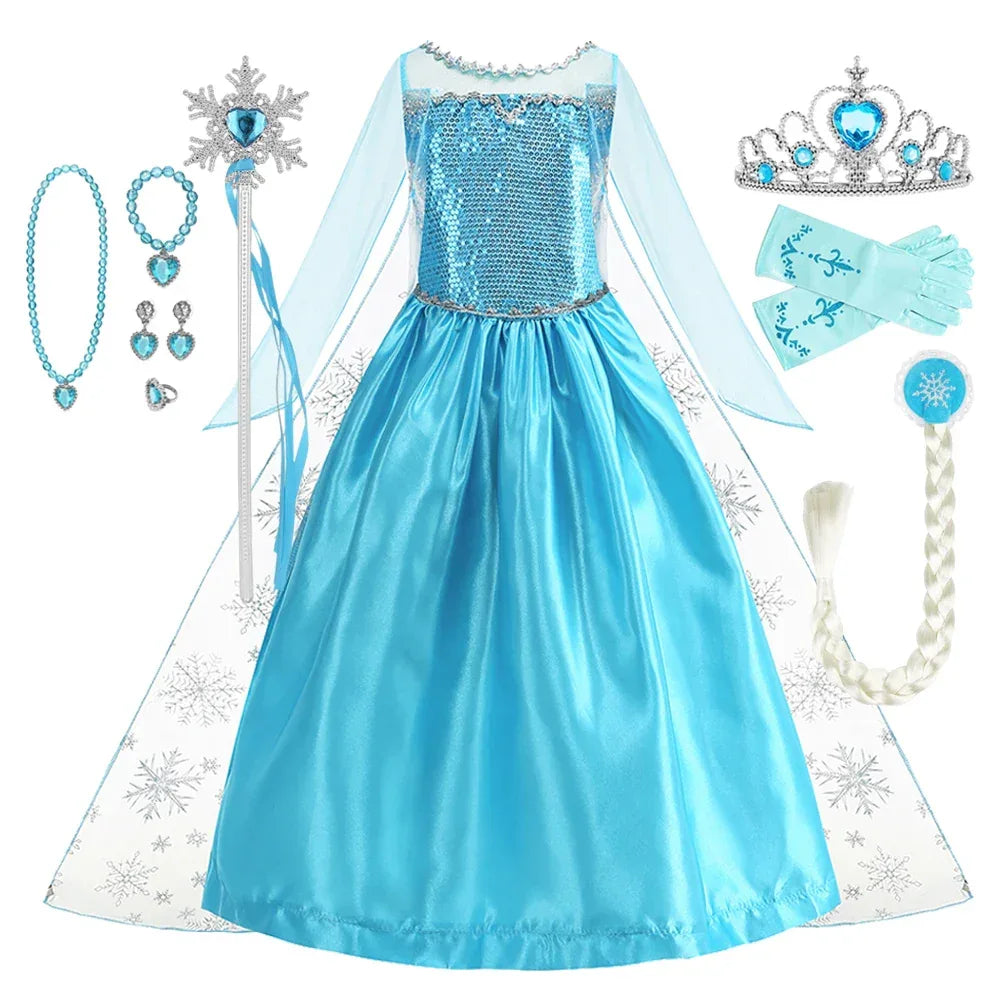 Disney Frozen Elsa Snow Queen Dress Sparkle Design For Girls Halloween Party - ToylandEU
