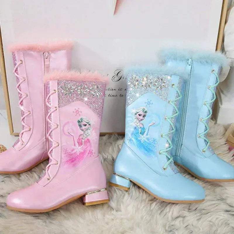 Disney Frozen Kids Leather Winter Boots With Plush Lining - ToylandEU