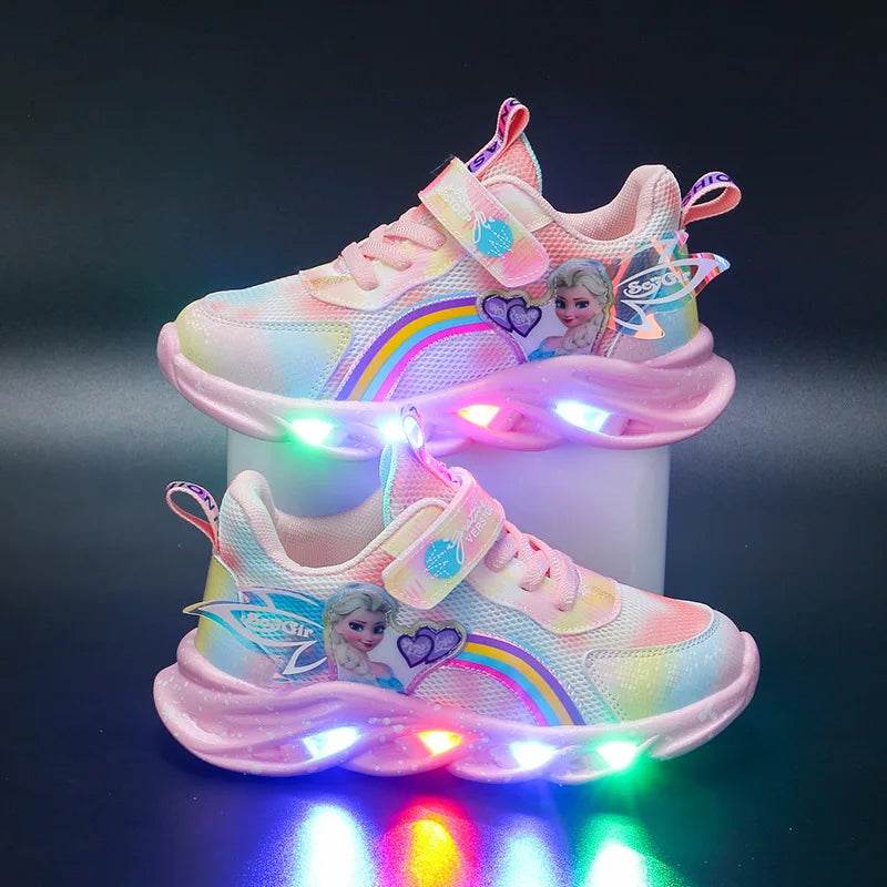 Disney Girls' Casual Shoes Led Lights Princess Elsa Sneakers Size 22-37 - ToylandEU