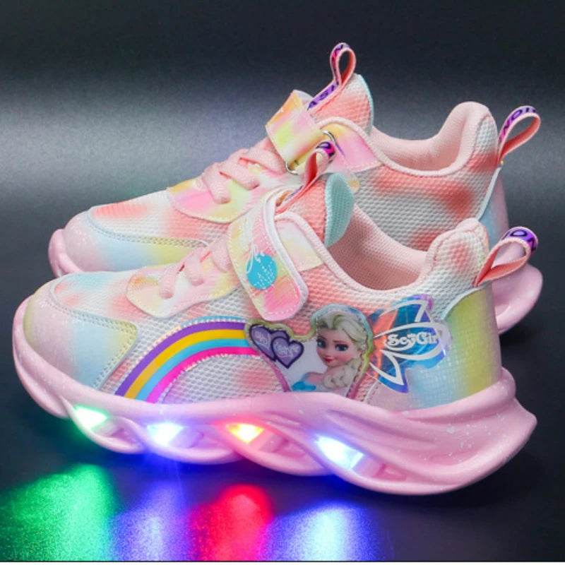 Disney Girls' Casual Shoes Led Lights Princess Elsa Sneakers Size 22-37 - ToylandEU