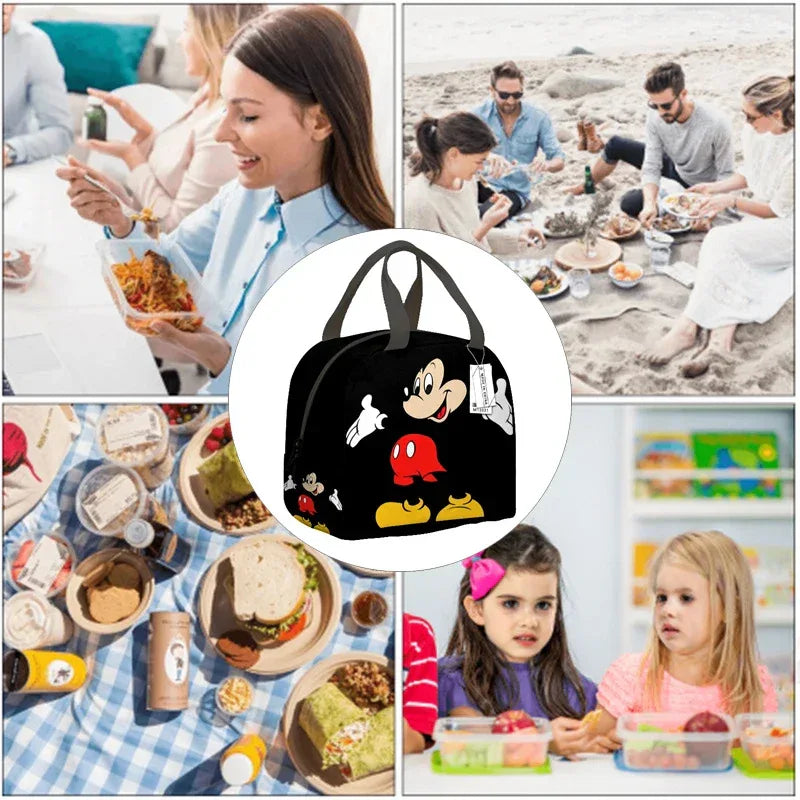 Disney Large Capacity Insulated Lunch Bag Mickey Print Picnic Bag Aluminum Foil Student Handbag - ToylandEU