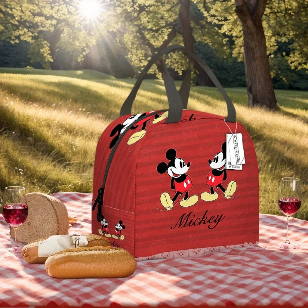 Disney Large Capacity Insulated Lunch Bag Mickey Print Picnic Bag Aluminum Foil Student Handbag - ToylandEU