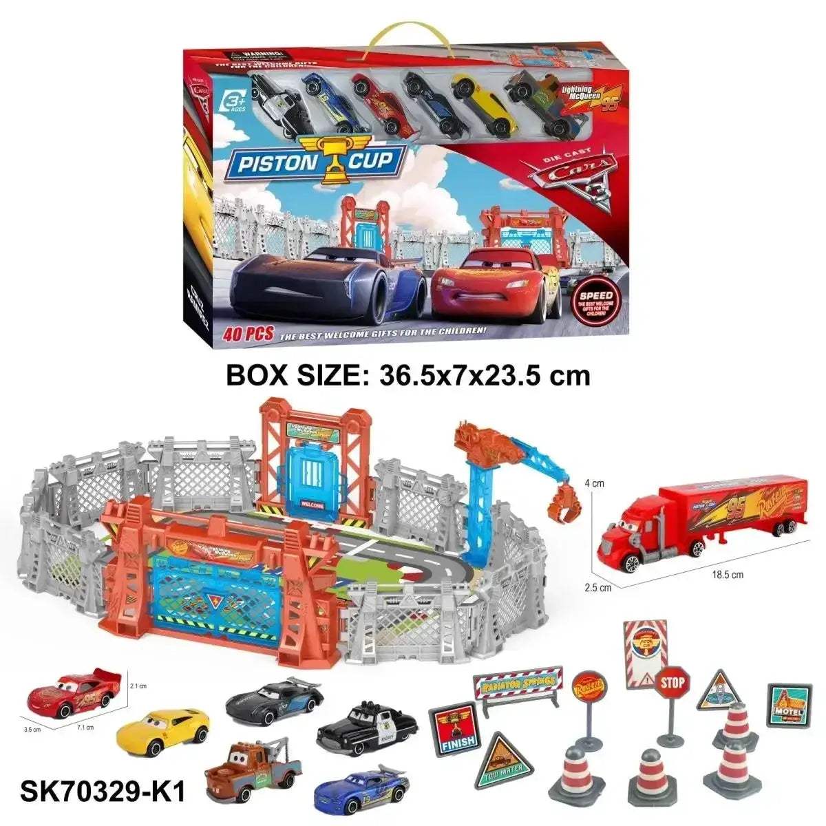 Disney Pixar Die Cast Cars Set With Race Track Playset - ToylandEU