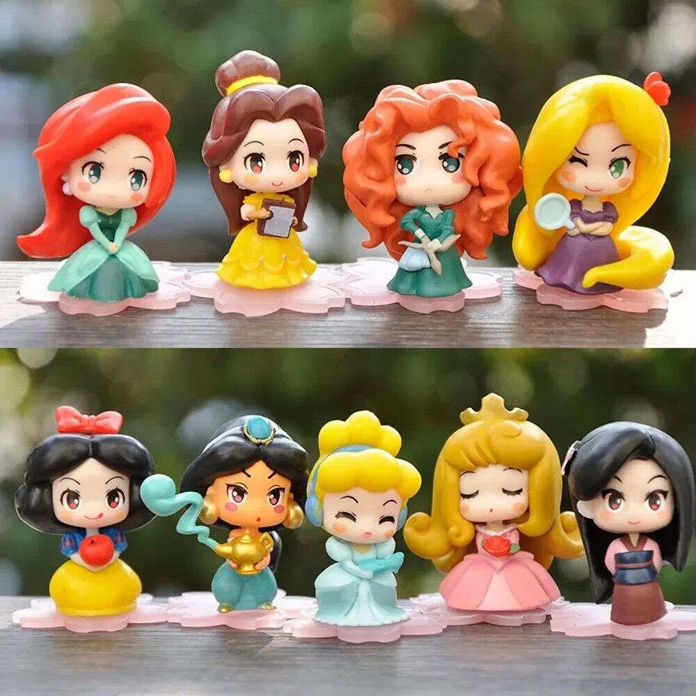 Disney Princess Figurines Set 9 Piece Kawaii PVC