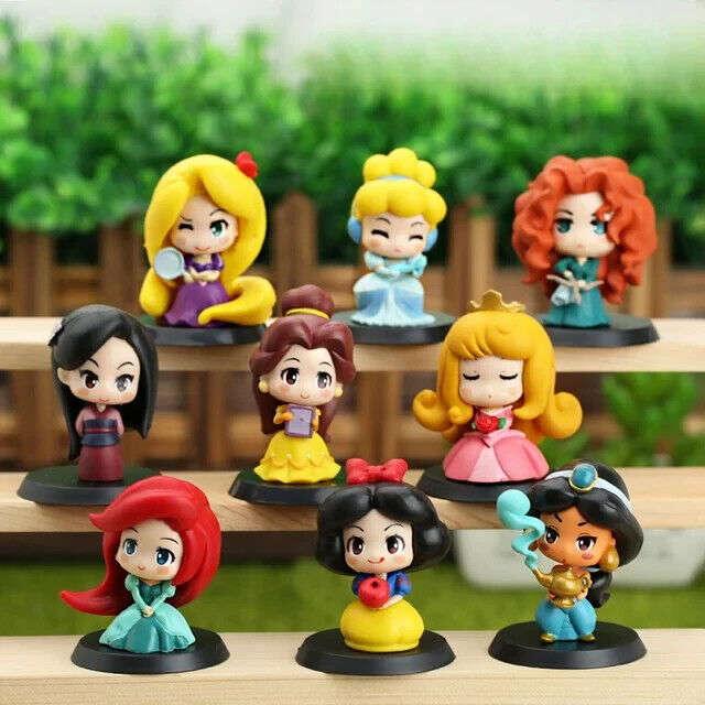 Disney Princess Figurines Set 9 Piece Kawaii PVC