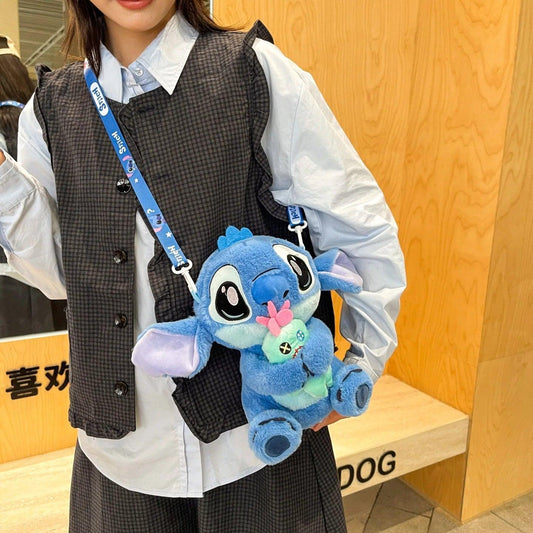  Disney Stitch Plush Backpack With Double Straps 