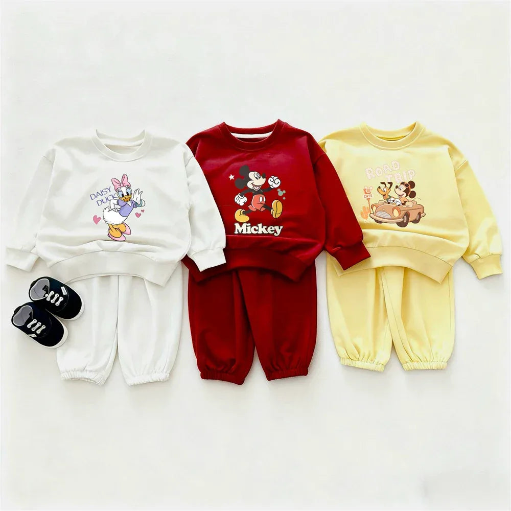 Disney Unisex 4To6Y 2 Piece Cotton Polyester Tracksuit White Red Yellow - ToylandEU