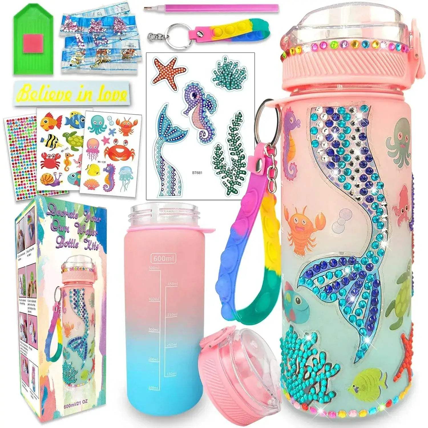 Diy Mermaid Water Bottle Decorating Kit For Girls Creative - ToylandEU