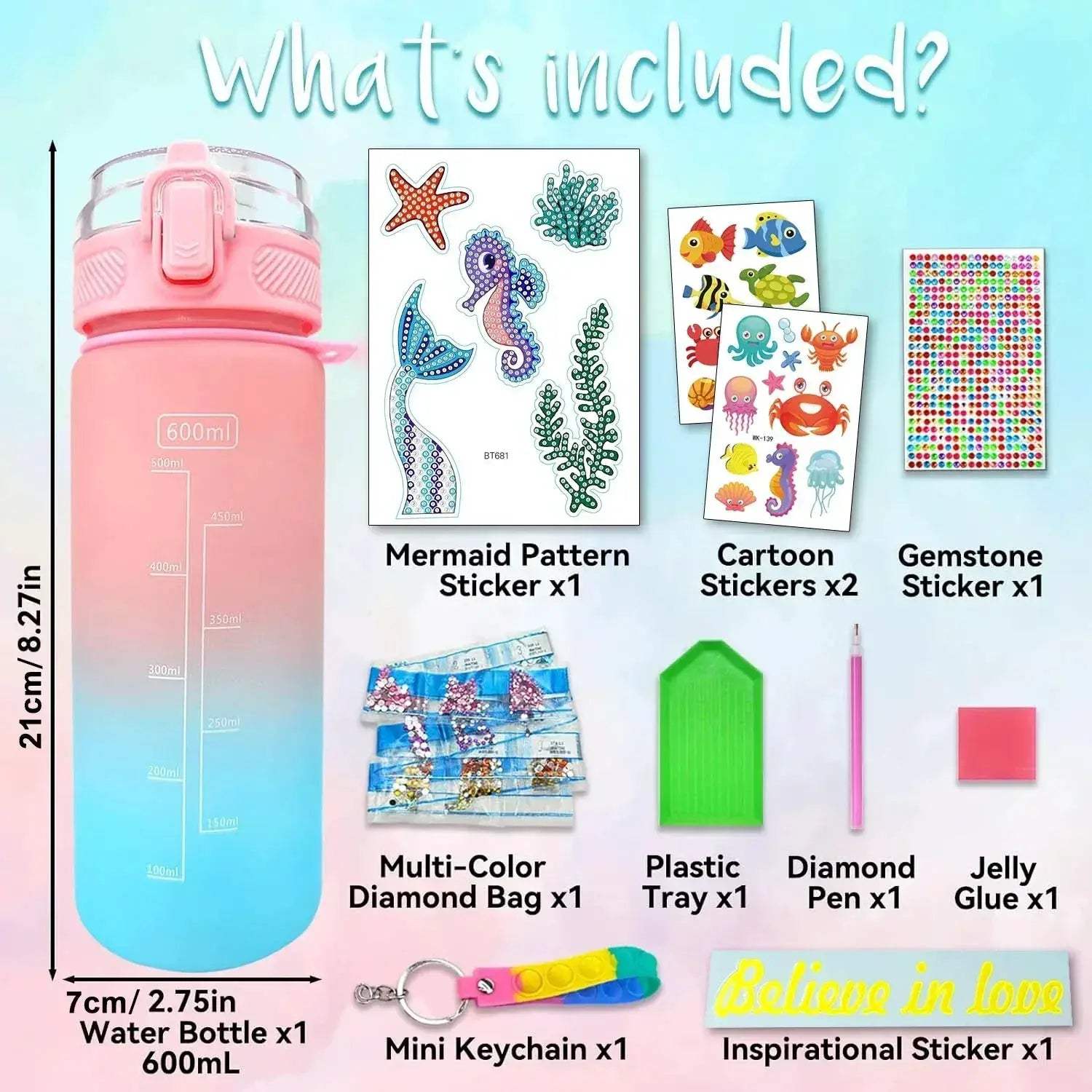 Diy Mermaid Water Bottle Decorating Kit For Girls Creative - ToylandEU