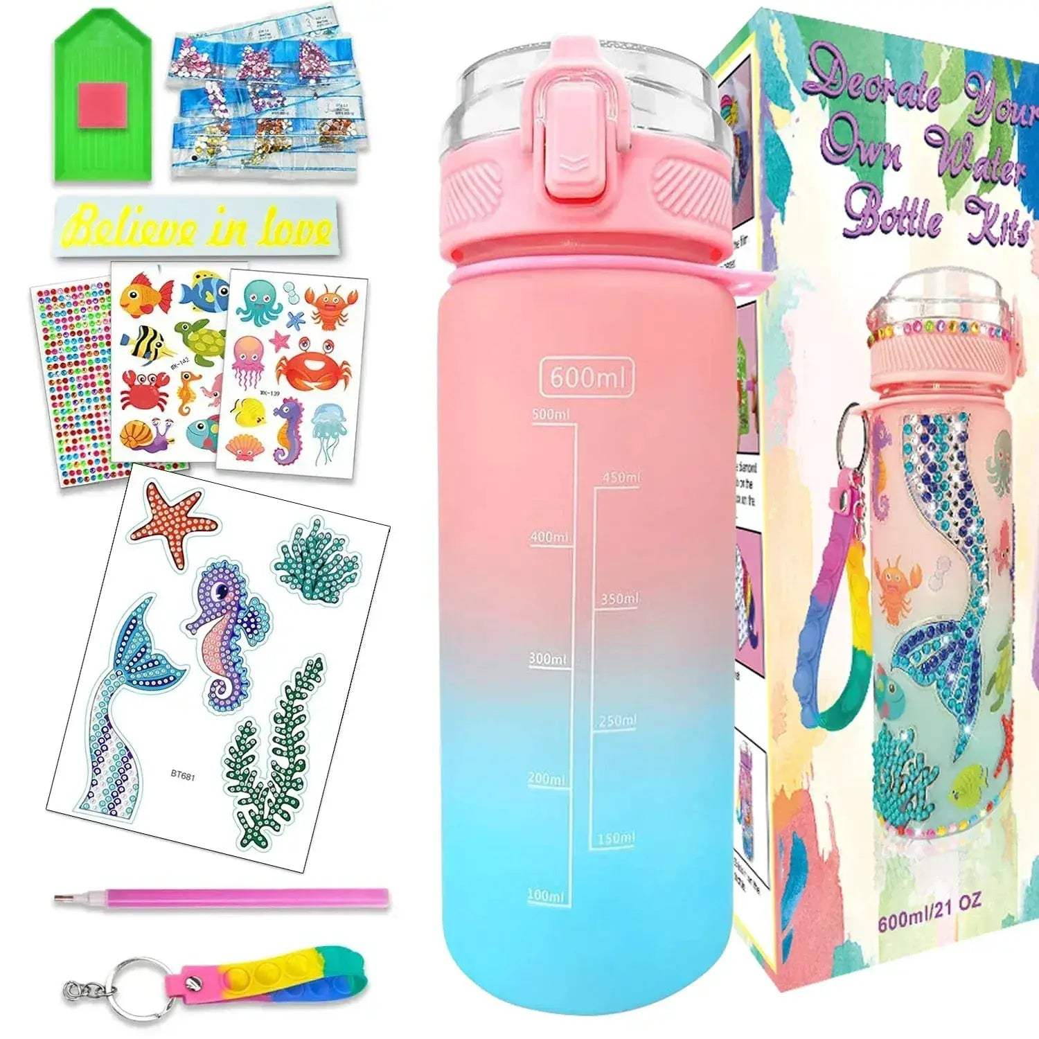 Diy Mermaid Water Bottle Decorating Kit For Girls Creative - ToylandEU