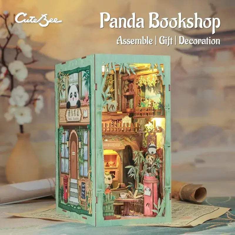 Diy Panda Themed Book Nook Kit With Dust Cover Glow - ToylandEU