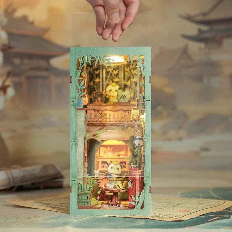 Diy Panda Themed Book Nook Kit With Dust Cover Glow - ToylandEU