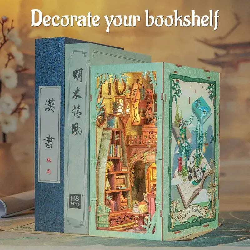 Diy Panda Themed Book Nook Kit With Dust Cover Glow - ToylandEU