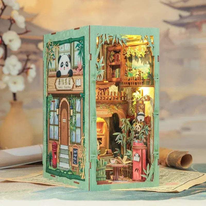 Diy Panda Themed Book Nook Kit With Dust Cover Glow - ToylandEU