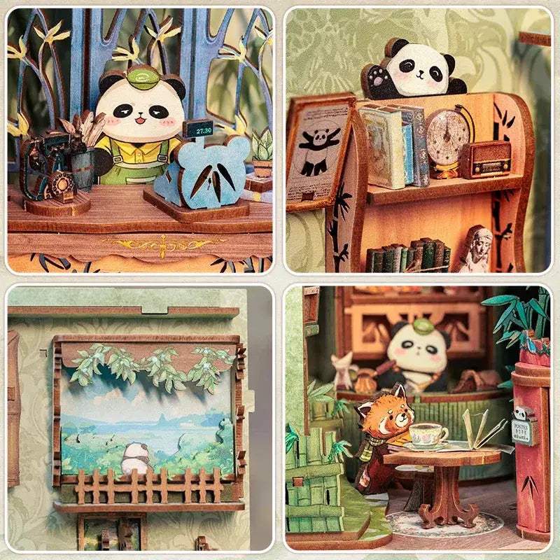 Diy Panda Themed Book Nook Kit With Dust Cover Glow - ToylandEU