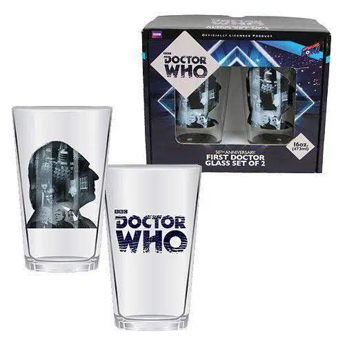 Doctor Who Anniversary First Doctor 16 oz. Glass Set of 2 - ToylandEU