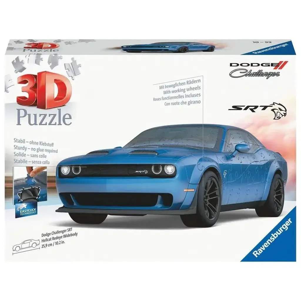 Dodge Challenger SRT Hellcat Redeye 3D Jigsaw Puzzle Rotating Wheels - ToylandEU