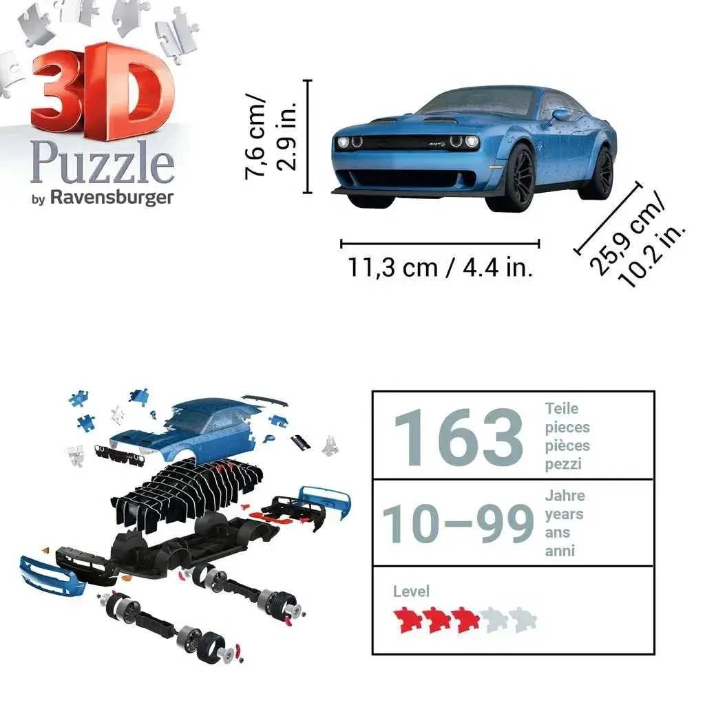 Dodge Challenger SRT Hellcat Redeye 3D Jigsaw Puzzle Rotating Wheels - ToylandEU