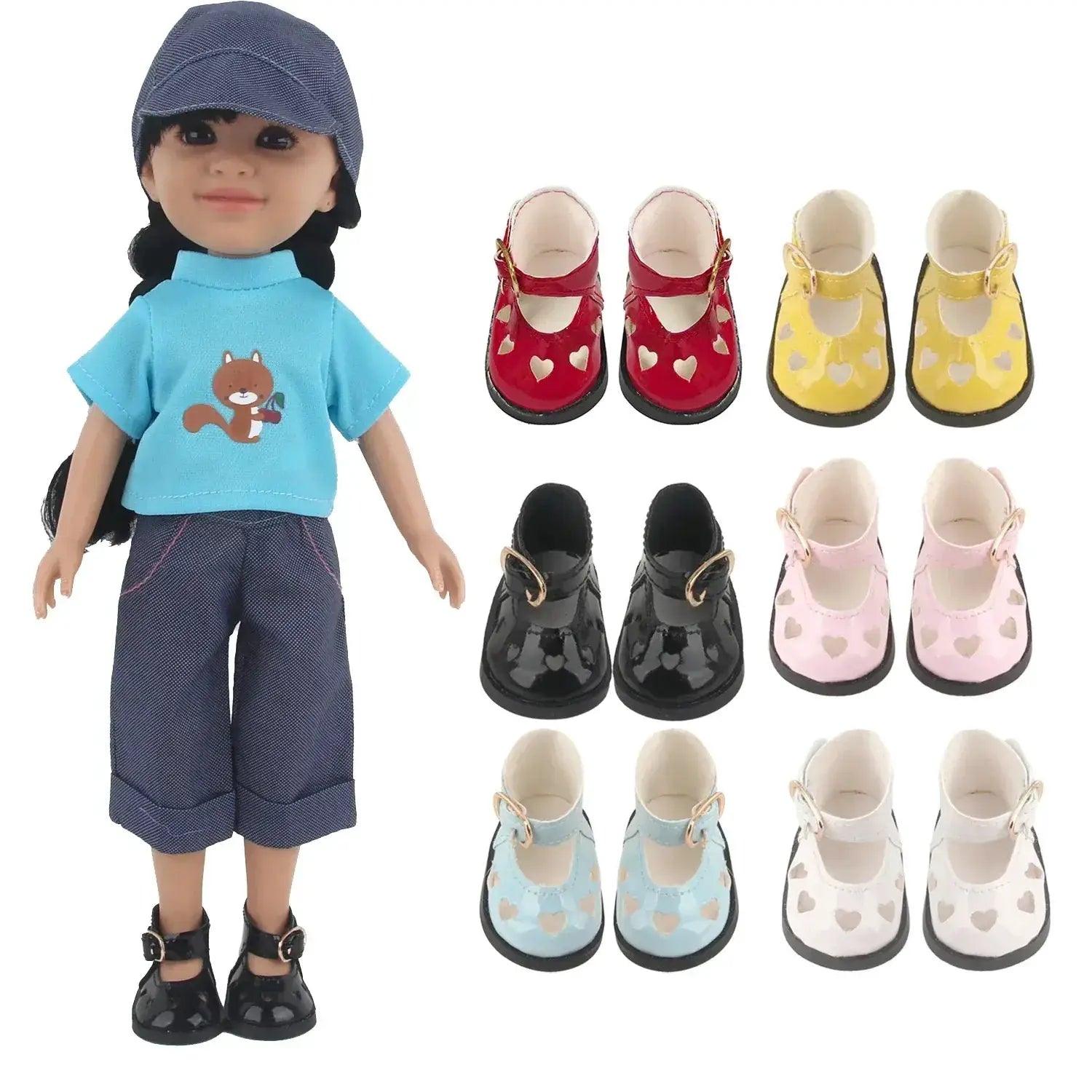  PU Leather Heart Bow Doll Shoes For 14 Inches Dolls -  ToylandEU™