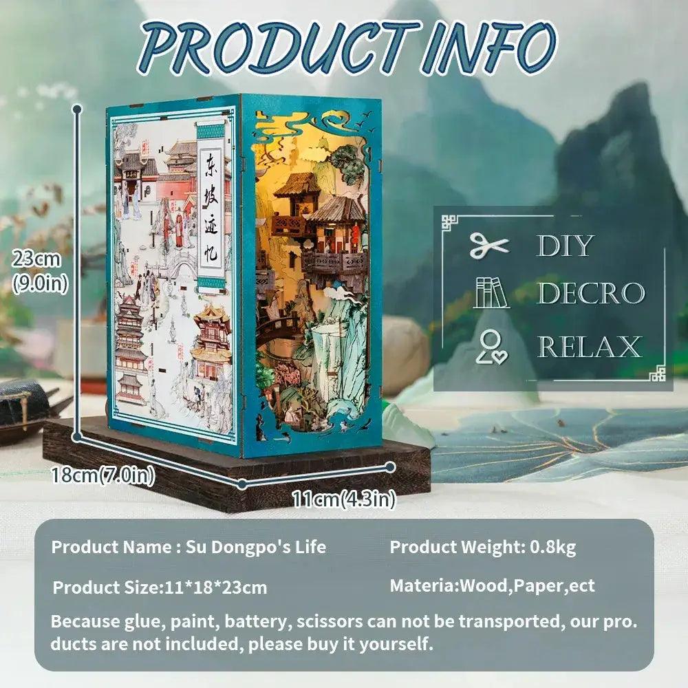  Chinese Style Book Nook Doll House Kit With Touch Light -  ToylandEU™