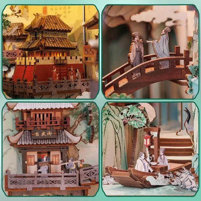  Chinese Style Book Nook Doll House Kit With Touch Light -  ToylandEU™