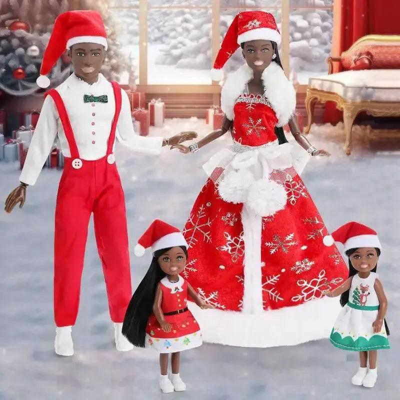  Christmas Family Set with Baby Girl and Black Dolls 5.5 and 11.5 Inch Kids Toys -  ToylandEU™