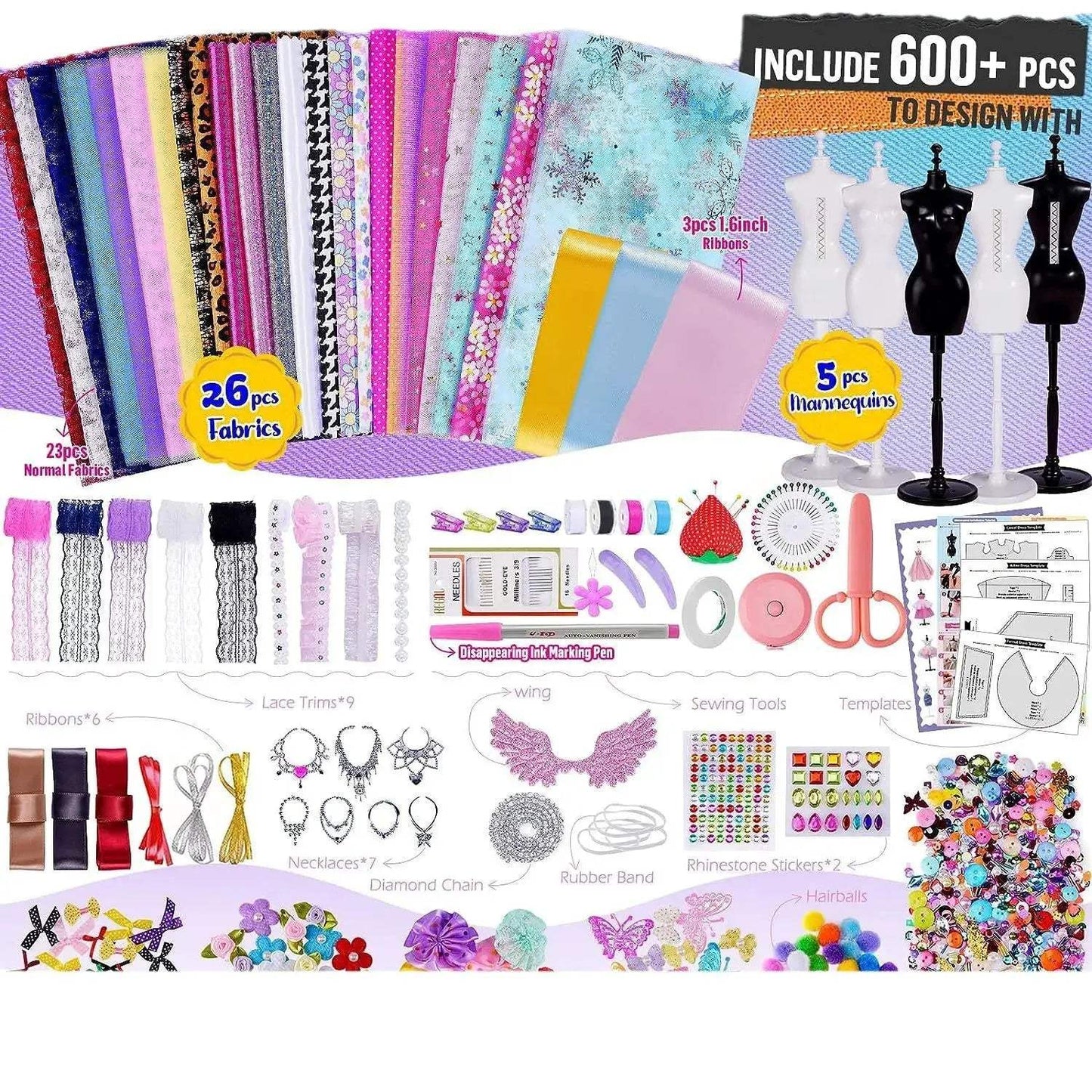 Doll Clothes Craft Kit With 80 Outfits And 600 Pieces - ToylandEU
